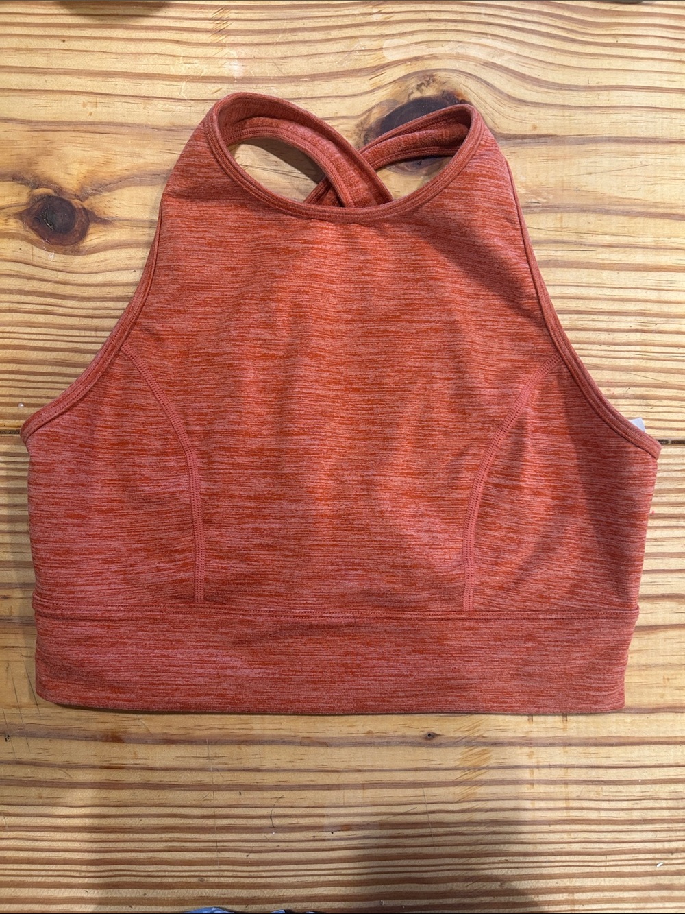 JoyLab High Neck Cross-Back Sports Bra - Burnt Orange Heather